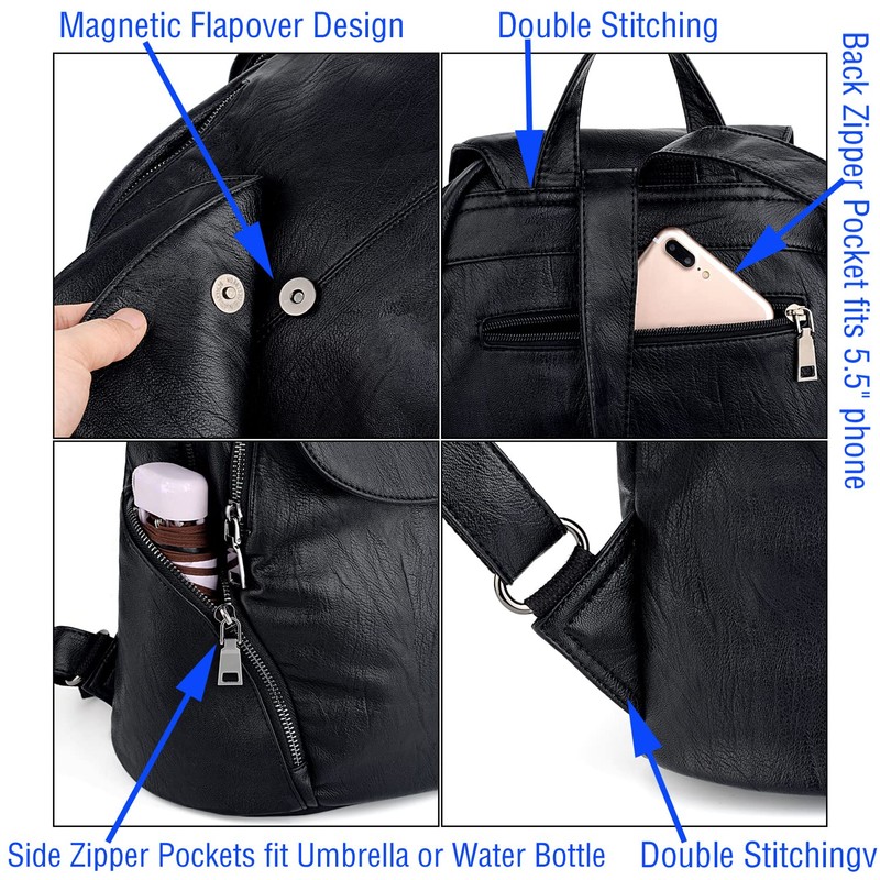 UTO Flap Backpack for Women Anti Theft Ladies Shoulder Bag