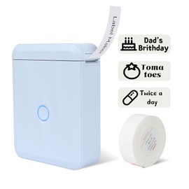 Label Maker Machine with Tape D110-M Portable Bluetooth Handheld Label Printer Included Multiple Templates Available for Phone Pad Easy to Use Home Office Organization USB Rechargeable-lightblue