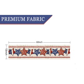 GPGHE 4th of July Table Runner America Flag Stars Stripe Patriotic Table Runners Memorial Day Independence Day Vintage Kitchen Dining Home Party Decor Supply 13x60 Inch