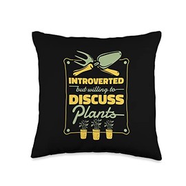 Raised Bed Gardening Tool Set Gifts For Beginners Introverted But Willing to Discuss Plants Ideas Gardening Throw Pillow, 16x16, Multicolor