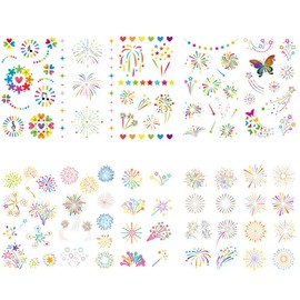 Yesallwas Fireworks Cute Heart Star Butterfly Tattoo Stickers Set of 10 Tattoo Stickers for Kids Men Women Long Lasting Tattoo Sticker Body Seal