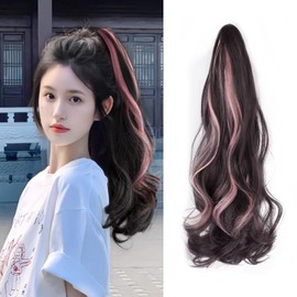 HAPVITAL Point Wig, Ponytail, Curl Clip, Extension, Synthetic Hair, Long Hair One Touch Wave, Women's Fashion, Natural, Small Facial Effect, Extension, Fluffy Curly Hair Wig Natural (brownish
