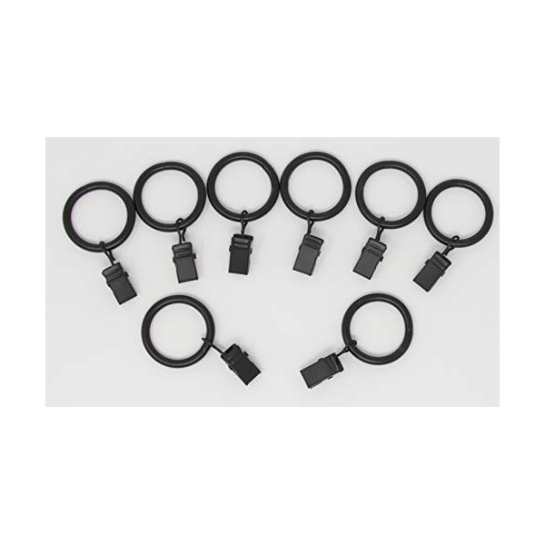Urbanest Metal Curtain Drapery Rings with Clips, 8 Pk, 1-inch