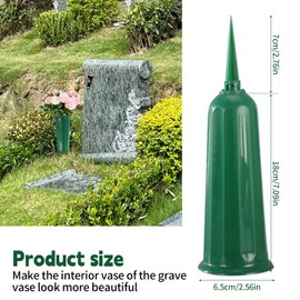 YMTWSRY Pack of 6 Grave Vases with Ground Spike, Plastic Cemetery Vase, Grave Vases for Inserting, Vase Insert Cemetery for Holding Bouquets for Tombstone Grave Side (Green)