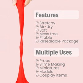 BOHS Red Squishy Slime Modeling Foam Clay, Air Dry, for School Arts & Crafts Project,1.1 Pound,Ages 3 & Up