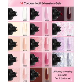Poly Nail Gel Kit, Poly Nail Gel Set 14 Colour 15ml Clear Nude Pink Builder Nail Gel Set Nail Extension Gel Basic Gifts Set for Women