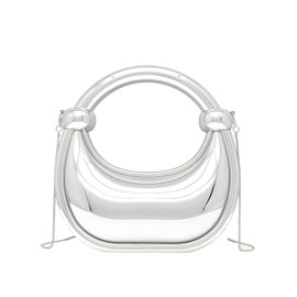 COOLOYA Women's Crescent Acrylic Designer Luxury Bags Clutch Purse Bag Crossbody Shoulder Handbags With Chain Silver One Size