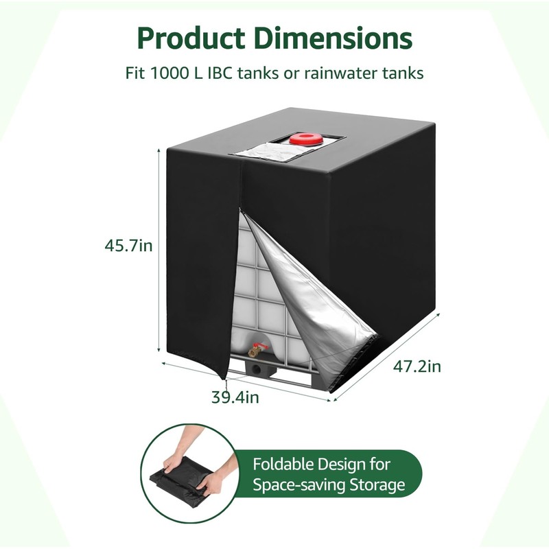 Varku IBC Tote Cover, Water Tank Protection Cover, Waterproof 210D