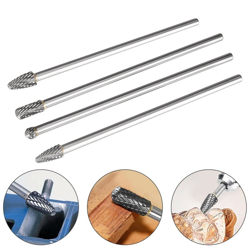 Bestgle 4 Pieces Carbide Bar Bits Tungsten Steel Grinding Head