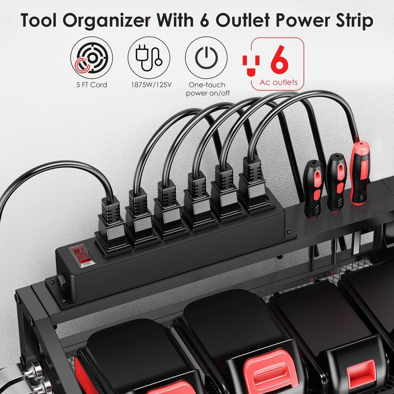 FULOOPHI Power Tool Organizer Wall Mount with Charging Station, 3