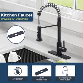 iVIGA 10" Sink Faucet Hole Cover Deck Plate for Bathroom & Kitchen Vanity Sink, Faucet Black Escutcheon Plate Stainless Steel Outside Faucet Cover Cap Rectangle Mixer Tap