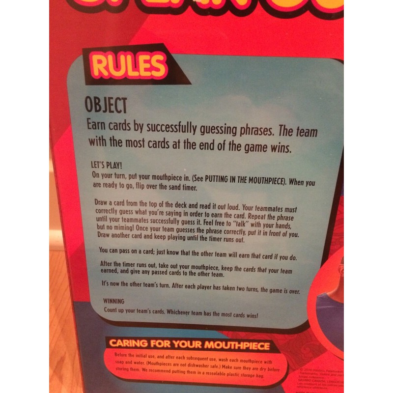 Hasbro Speak Out Mouth Piece Party Board Game New In