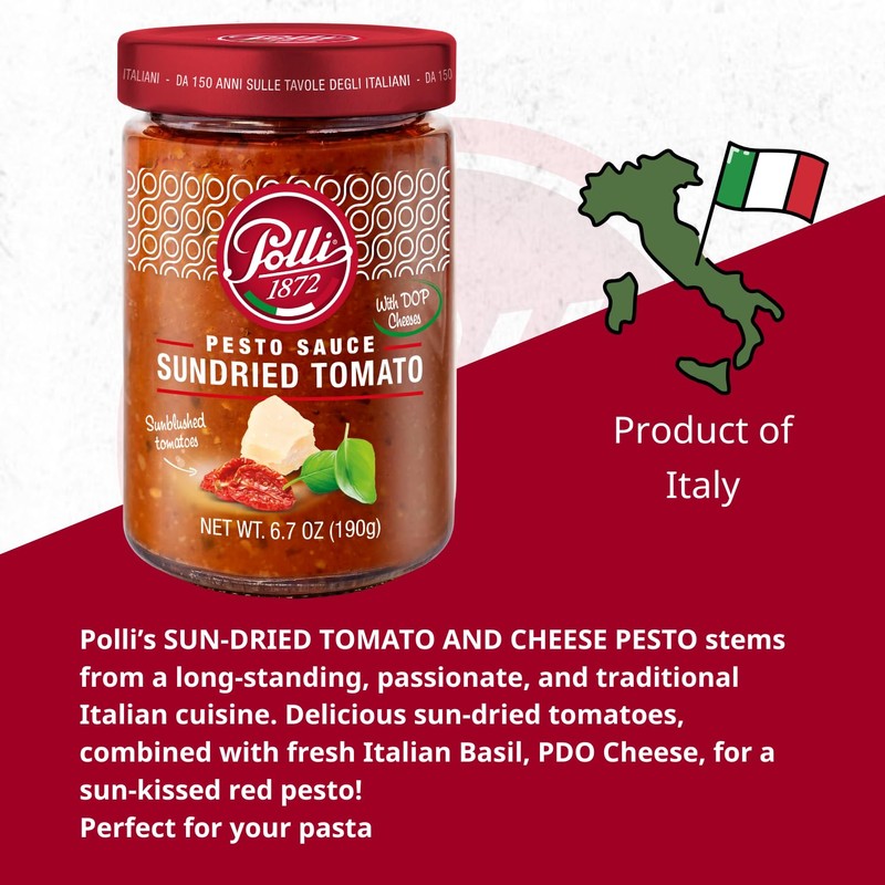 Polli Pesto Sauce Sundried Tomato | With DOP Cheese |