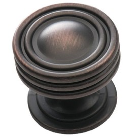 Southern Hills Round Oil Rubbed Bronze Cabinet Knob, Drawer Knob, 1 1/4 inch Diameter, Pack of 5 Knobs, SHKM008-ORB-5