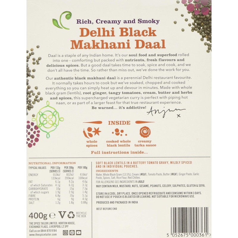 The Spice Tailor Delhi Black Daal Makhani, 400g