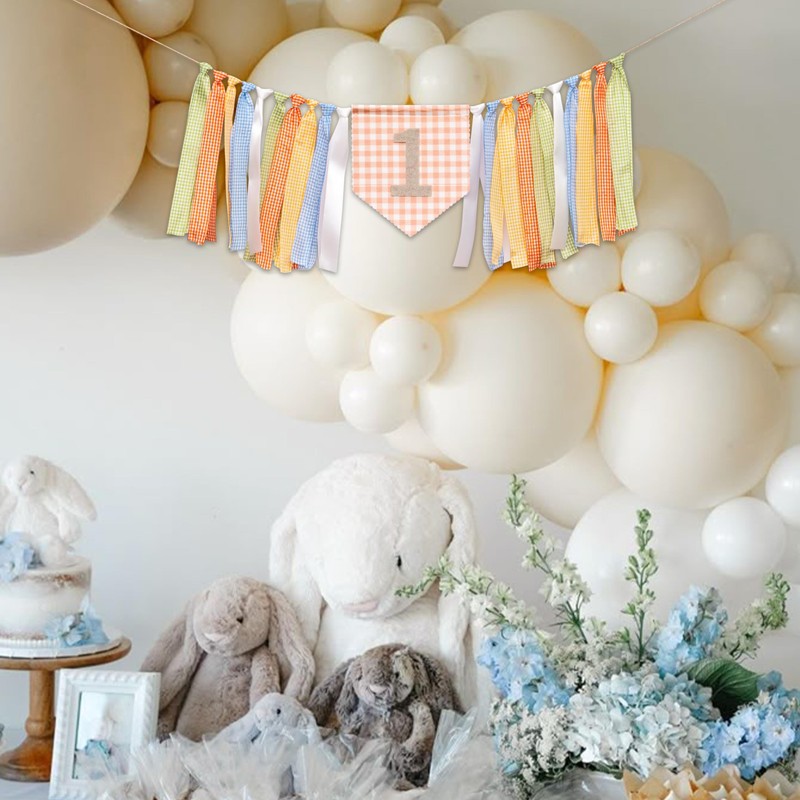 Upfirst Colorful Gingham Ribbon 1st High Chair Banner