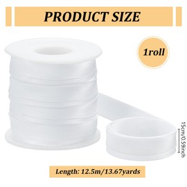 BENECREAT 13.5 Yard Satin Bias Tape, 5/8 inch Double Fold Satin Binding Bias Ribbon for Sewing, Decoration, Upholstery, Furniture, Piping and Garments, White