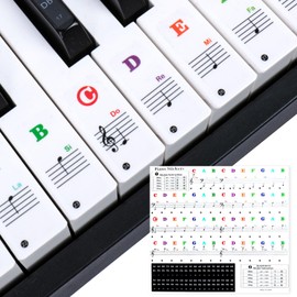VZKOO Piano Keyboard Stickers,88/61/54/49/37 Keys,Piano Key Stickers,2 Set Colorful Transparent,Removable Piano Keyboard Stickers,Perfect for Beginners & Piano Students or Kids,Easy to Study