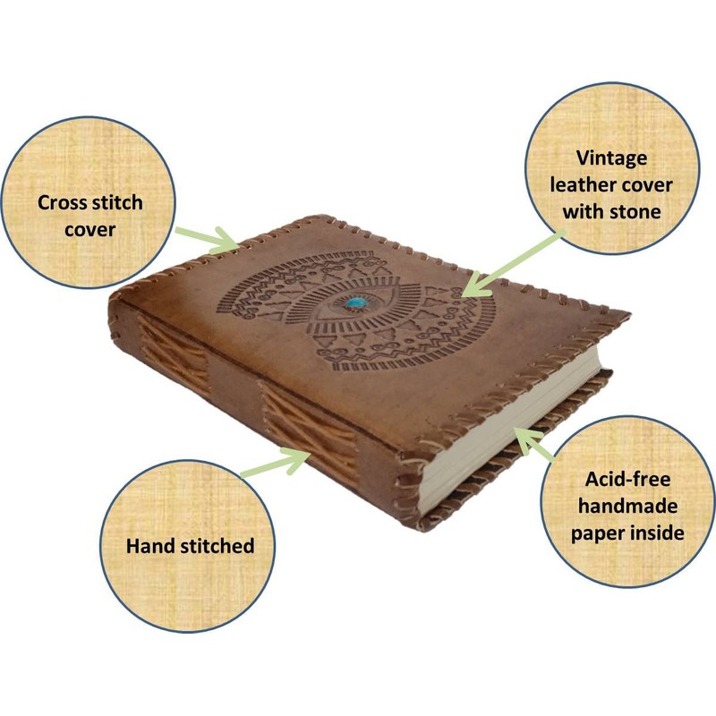 Purpledip Leather Journal 'The Eye': Vintage Design Diary Notebook (12450)