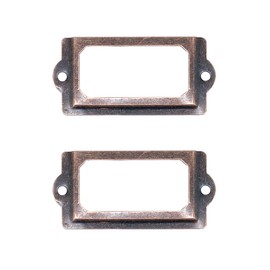 Adiyer [32 Pack] Antique Copper Office Library File Drawer Cabinet Card Tag Label Holder Metal Frame 70mm x 33mm