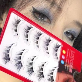 5 Pairs Cat Eyes Fox Eyelashes 3D Natural Look Transparent Stem Curl Wings Eyelashes Cosplay Anime Eyelashes Cartoon Eyelashes 3D Devil Beauty Eyelash Extension Tool