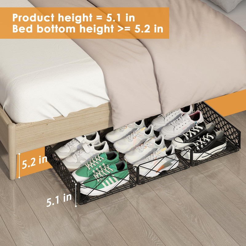 NADAMOO Large Under Bed Storage with Wheels, Low Profile Rolling