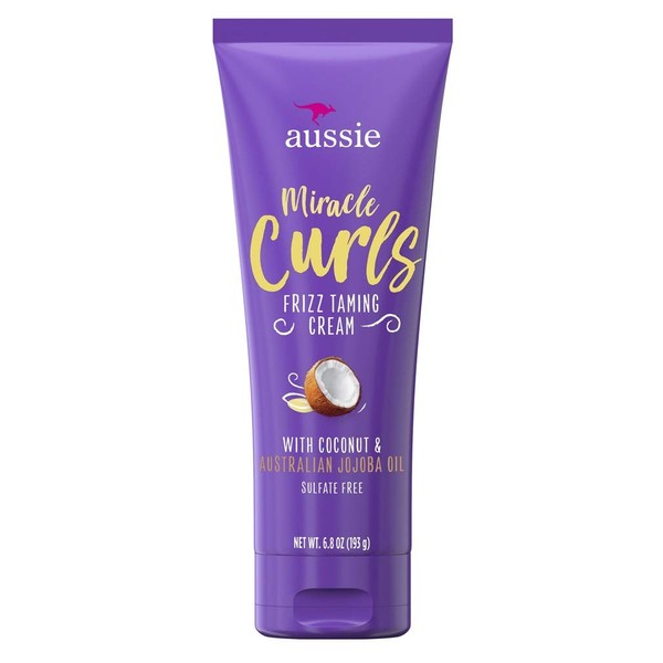 Aussie Miracle Curls Frizz Taming Cream 6.8 Ounce (Coconut &