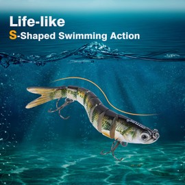 Goture 3 Pcs Bass Fishing Lures, Lifelike Jointed Swimbait for Bass Trout Walleye Crappie Pike, Slow Sinking Segment Swimming Bait Fishing Lures for Freshwater and Saltwater, 5.3 Inches 0.88 Oz