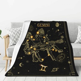 Gemini Zodiac Blanket 60"X50" - Moon Constellation Throw for Women, Astrology Decor, Witchy Birthday Gift, Gothic Soft Blanket