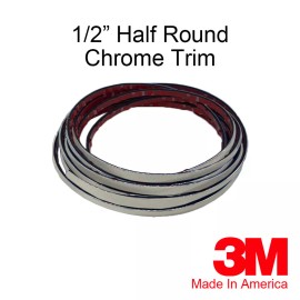 Brickyard Automotive 1/2'' X 20 ft HALF ROUND CHROME TRIM ACCENT CHROME MOLDING UNIVERSAL 0.5" Wide