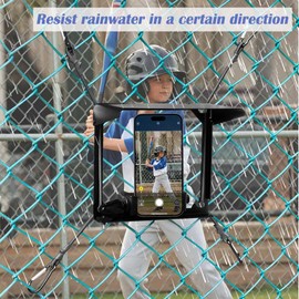 Cell Phone Fence Mount with Shade, Game Changer Mounting Kit for iPhone, GoPro, Mevo Start and Other Action Cameras, for Recording Baseball, Football, Rugby, Softball, Hockey and Tennis Games (Black)