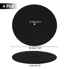 NBEADS 4 Pcs Turntable Platter Mat, 18.5cm Felt Record Player 3mm Mat Turntable Slipmat Mat Vinyl Record Player Mat for Home Record Players, Black