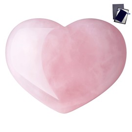 GUJOXILA 45 mm Rose Quartz Heart Crystal Stone Large Crystals Gemstones Pink Heart Shaped Love Healing Crystals Worry Stones for Anxiety Relief Palm Stone Meditation Gifts