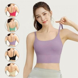Quick-Dry Double Layer Sports Bratop with Shoulder Straps for Pilates & Yoga Black/S