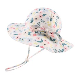 Pesaat Baby Sun Hat Girls Summer Hats UV Protection with Bow Children Summer Hat Baby Girl Hat Summer, flowers