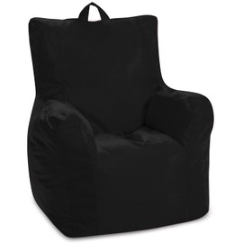 Posh Creations Bean Bag Chair Structured Seat for Toddlers and Kids, Comfy Chair for Gaming, Reading, and Watching TV for Children, Pasadena Chair, Microsuede - Black