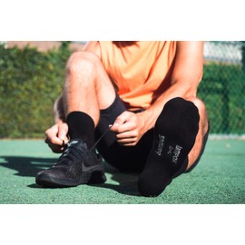 lampox Bamboo Socks (6 Pairs) Breathable Socks Business Sports Running Reduces Sweat (43-46, Black)