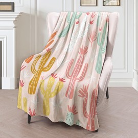 Cozy Cactus Plush Flannel Throw Blanket Soft & Warm, Comfy Lightweight, Anti-Pilling, Perfect for Couch or Travel, Lovely Bedroom Decor, Ideal for Outdoor Activities, Unisex Gift for All 60×80in