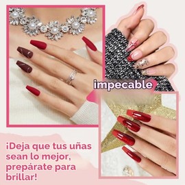Modelones - Juego de esmaltes de uñas de secado rápido, 6 colores, rojo, nude, dorado y purpurina | Valentines Brwon Sparkle Mini Manicure Kit DIY Nai