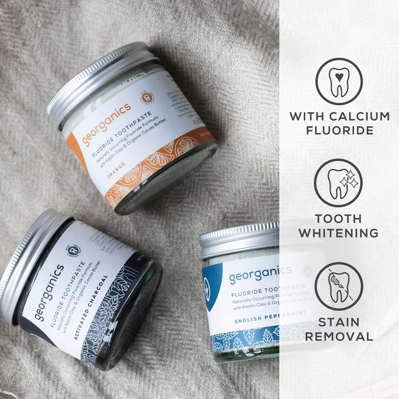 Georganics Natural Fluoride Toothpaste - Activated Charcoal Toothpaste - Naturally