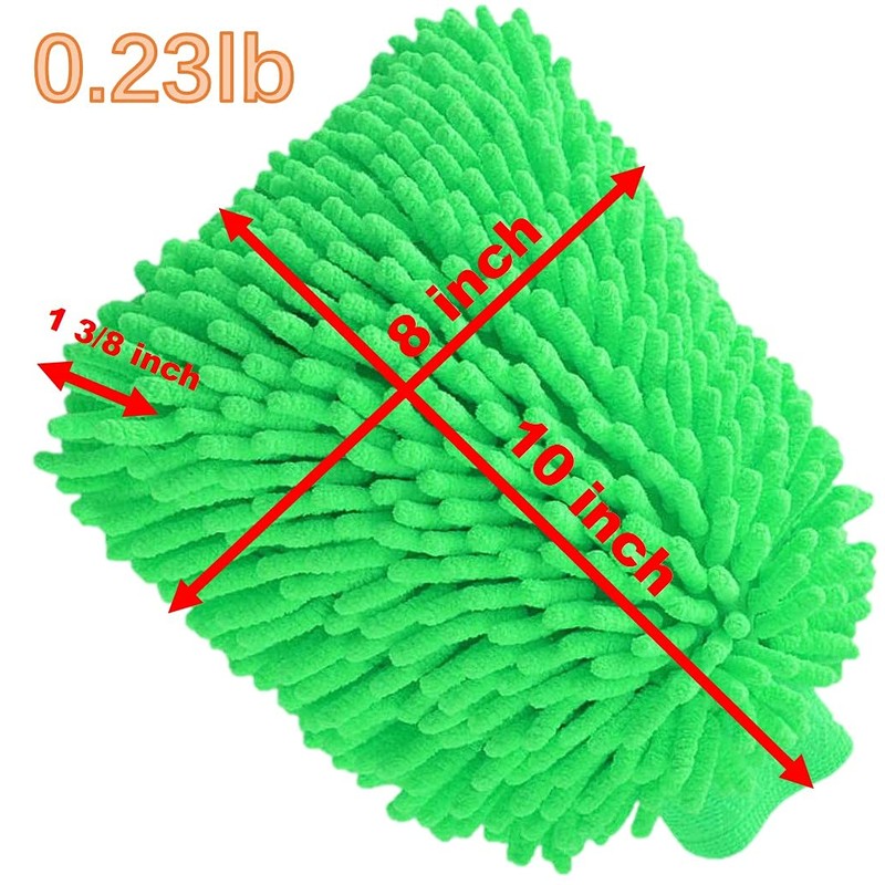 QUALIALL, Green Chenille Microfiber Dusting Mitt, 10.5x8 Inch, Electrostatic, Reusable,