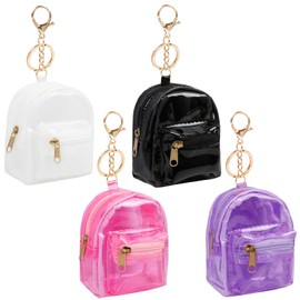 AIBFRID - Llavero de 4 unidades, bonita bolsa de cosméticos para mujer, bolsa de maquillaje de piel sintética, bolsillo para llaves, lápiz labial, tarjetero, organizador de cable de datos, bolsa con