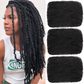 Mscat 16 Inch 3 Bundles Natural Black Afro Kinkys Bulk Human Hair For Dreadlocks,Dreadlocks Extensions Braiding Twist Afro Kinky Human Hair For Locs Mini Twists Braiding Afro Kinky Hair 30g/pack(1B#)