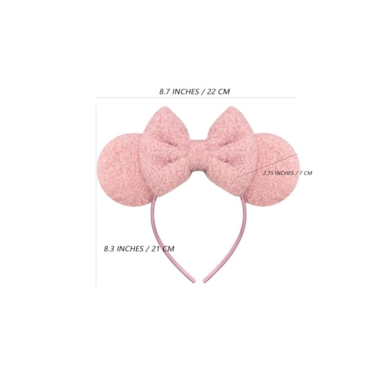 Trnerm Pink Mouse Ears Headband for Women, Soft Plush Park