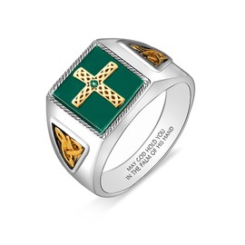 WFSJRED Cross Green Ring Men's Religious Jewelry Stainless Steel Christian Holy Cross Ring For Men's (Cross Ring 8)