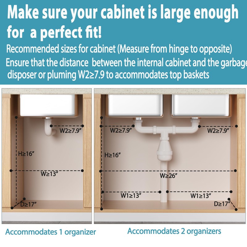 Liuoud Under Sink Organizer 2 Pack, 2 Tier Slide Out
