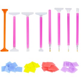 HJJMN 8 Piece Diamond Painting Pen Plastic, Plastic Diamond Painting Pen with 4 Colours Glue Clay, Diamond Art Painting Accessories Pens Set, Diamond Painting Pen Set for Arts Crafts