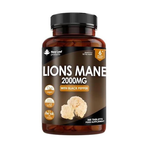 NEW LEAF PRODUCTS Lions Mane Mushroom 2000mg - 365 High