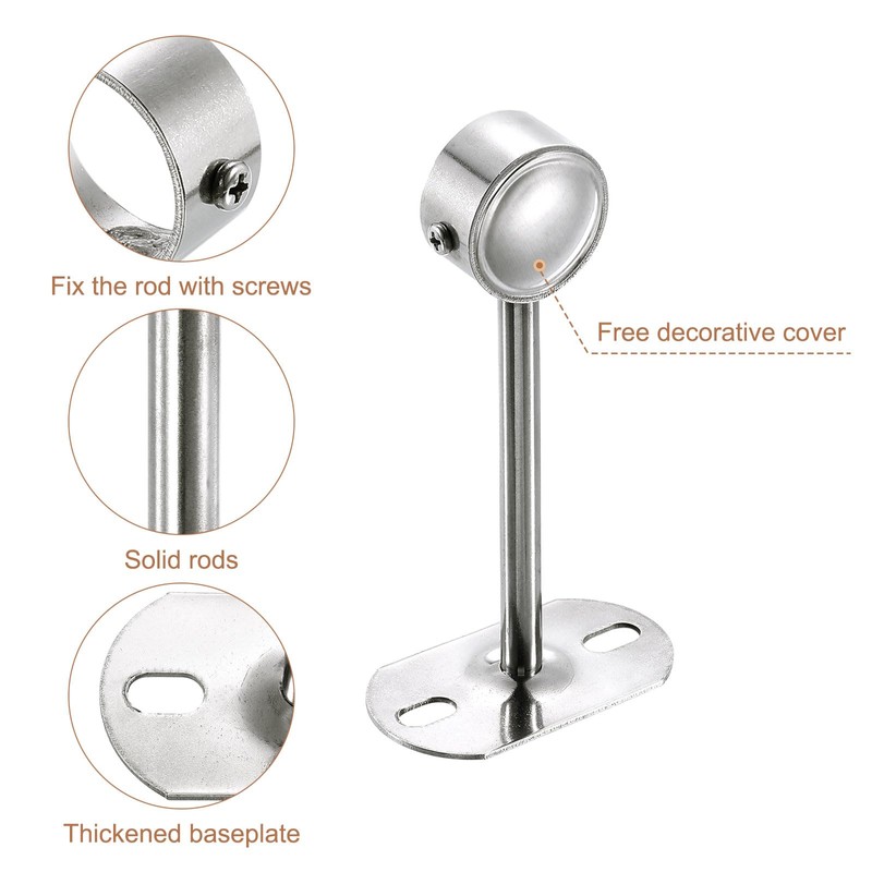 sourcing map 4 Pcs Ceiling Mount Bracket, Wardrobe Pipe Bracket,