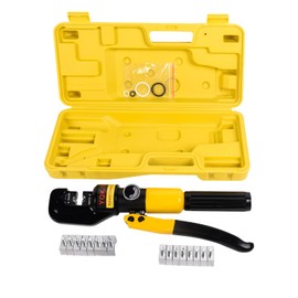 SUZANNE Hydraulic Crimping Tool, 10T Hydraulic Crimper - 12-2/0 AWG Battery Cable Crimping Tool with 0.43 inch Stroke - Lug Crimper & Electrical Terminal Crimper Kit - Includes 9 Pairs of Die Set